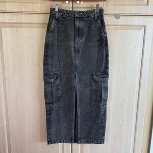 Black Denim Cargo Skirt NWOT.